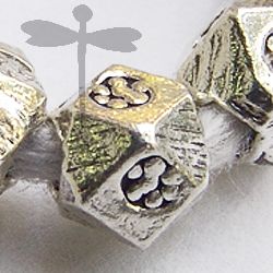 Hill Tribe SIlver Flower Printed Faceted Bead
