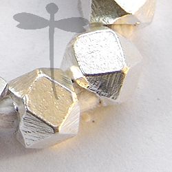 Fine Silver Minimal Faceted Cut Bead