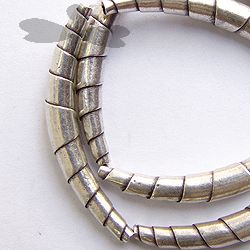 Fine Hill tribe Silver Long Curve Spiral Wrapped Bead