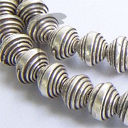 Hill tribe Silver Curled Oval Bead Strand.