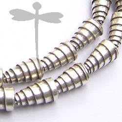 Hill tribe Silver Spiral Wrapped Cylinder Bead Strand