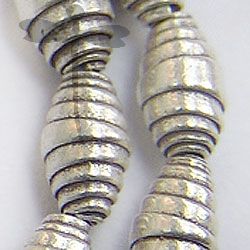 Hill tribe Silver Curled Oval Beads Strand