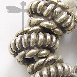 Hill Tribe Silver Twisted Spiral Bead