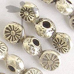 Hill Tribe Silver Sun Printed Round Disk Bead