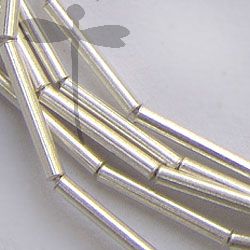 Hill Tribe Silver Plain Cylinder Tube Beads Strand