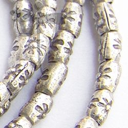 Hill Tribe Silver Sun Printed Cylinder Beads
