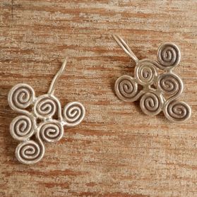 Hill Tribe Silver SPIRAL Triangle Earrings