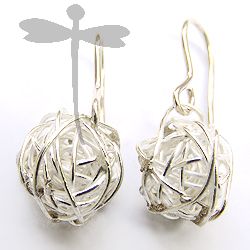 HILL TRIBE SILVER WHITE WIRED NEST EARRINGS




