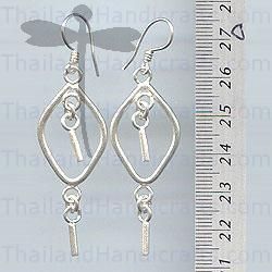 HILL TRIBE SILVER RHOMBIC  WITH HANGING STICK EARRINGS