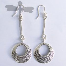 HILL TRIBE SILVER HANGING CIRCULAR EARRINGS