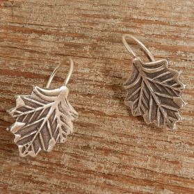 Hill Tribe Silver Printed Leaf Earrings