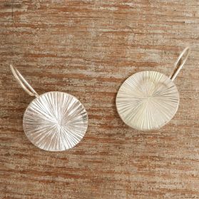 HILL TRIBE SILVER TEXTURED DISK EARRINGS