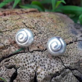 Handcrafted Fine Silver Shell Stud earrings