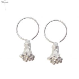 Fine Silver Flower Drop Earrings