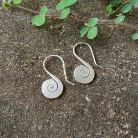 Fine Hill Tribe Silver SPIRAL Hook Earrings