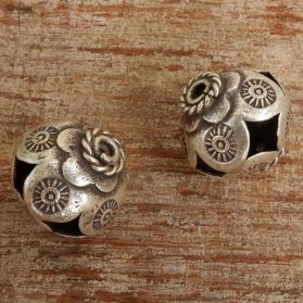 Hill Tribe Silver tribal Botanical Flower Imprinted Bead