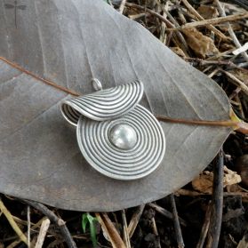 Karen Silver Spiral Printed Circular Pendant