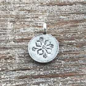 Fine Hill Tribe Silver Flower Power Disk Charm
